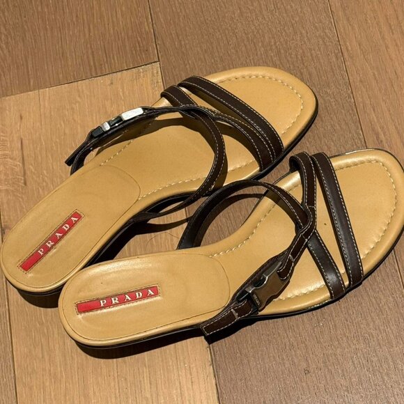 Prada Women's Brown and Black Sandals